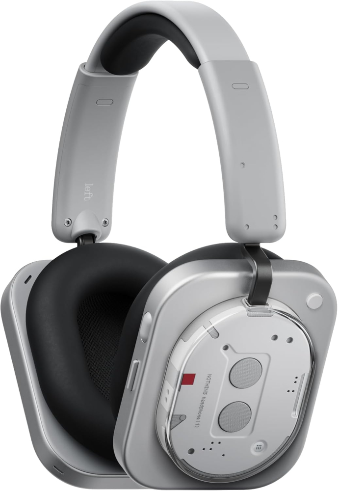 Nothing Headphone (1) Wireless Over Ear Headphones with Active Noise Cancelling, Up to 80 Hours of Battery Life, Hi-Res, Spatial Audio, Water Resistance - White