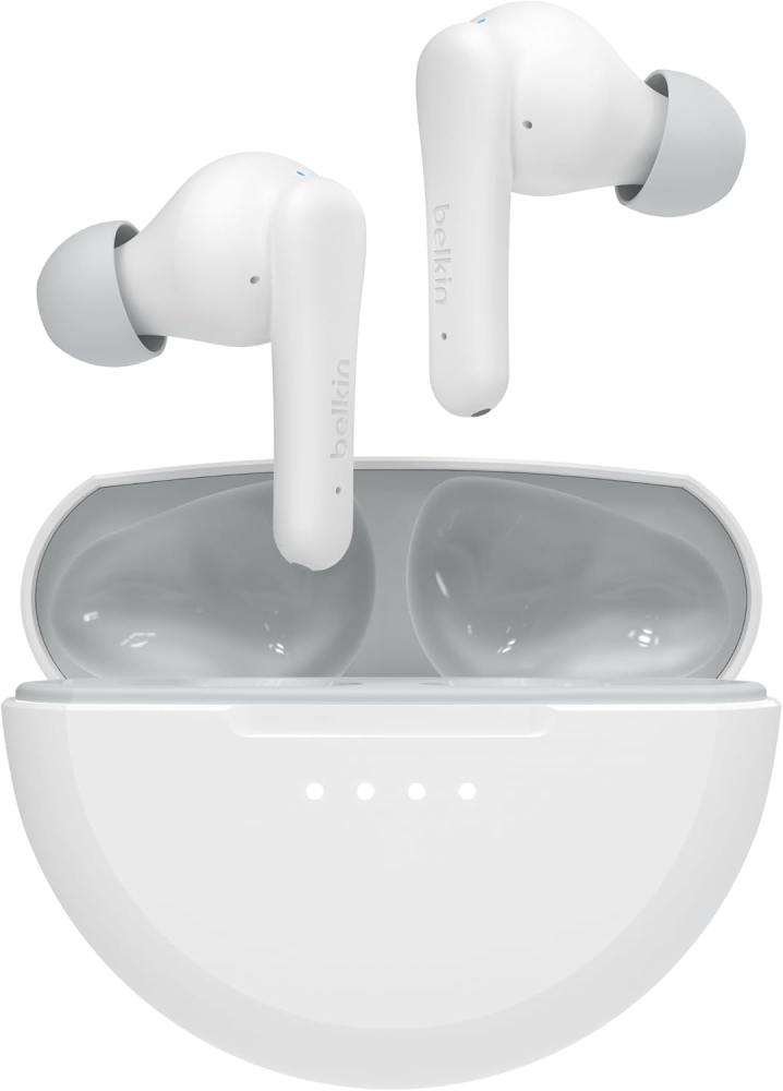 Belkin SoundForm Nano 2 Bluetooth Earbuds for Kids with Built-in Microphone, 28H Battery Life, Safe 85dB Volume, IPX5 Water Resistance - Kids Bluetooth Earbuds for iPhone,iPad,Galaxy,& More -White