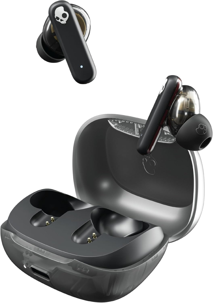 Skullcandy Smokin’ Buds Wireless Earbuds, Bluetooth Headphones, Noise Isolating Fit, Up to 20 Hours Battery, IPX4 Sweat and Water Resistant, Microphone for iPhone Android - Midnight Smoke