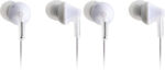Panasonic RP-HJE125E-W In Ear Wired Earphones with Powerful Sound, Comfortable Non-Slip Fit, Ergofit, Includes 3 Sized Ear Buds, White (Pack of 2)