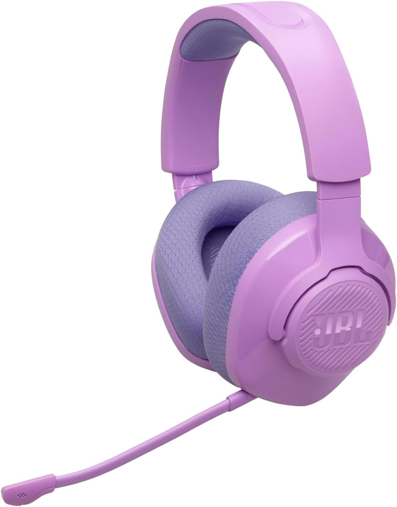 JBL Quantum 360 Wireless Over-Ear Gaming Headphones with 2.4GHz/Bluetooth Dual Wireless Connection, 22H Battery, Multiplatform Compatible, Detachable Mic with Mute Option, in Purple