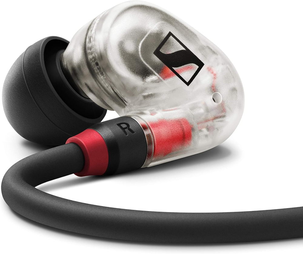 Sennheiser IE 100 PRO CLEAR In-Ear Monitors | Dynamic 10mm Broadband Transducer for Powerful, Precise Monitoring | 1.3M Cable & S/M/L Silcone Adaptors Included | Clear & Black (508941)