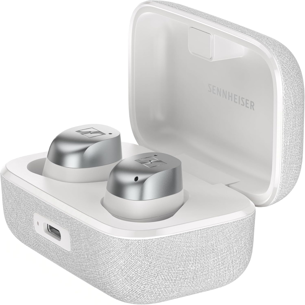 Sennheiser MOMENTUM True Wireless 4 Smart Wireless Earbuds, Bluetooth 5.4, Crystal-Clear Sound, Noise Cancelling Earbuds, Comfortable Design, Up to 30 HR Playtime, Adaptive ANC, Auracast, White Silver
