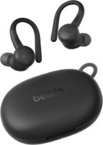 Belkin SoundForm ActiveFit Wireless Earphones with Built-in Microphone, USB-C Fast Charging, 36H Battery Life, IP54 Water Resistance - Bluetooth Earbuds for iPhone, iPad, Galaxy, Pixel, & More - Black
