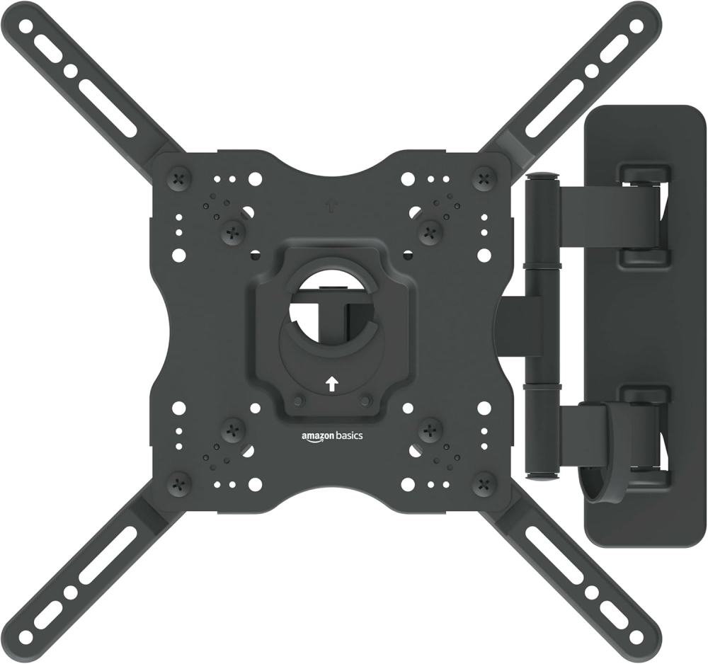 Amazon Basics TV Wall Bracket for 26-55 inch(66cm-140cm) TVs, Swivels Tilts TV Wall Mount for Flat & Curved TV, VESA 100x100mm to 400x400mm, holds up to 36kg, Black
