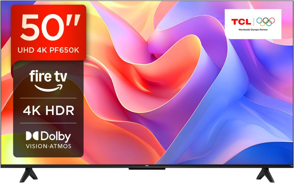 TCL 50PF650K 50-inch 4K Ultra HD, HDR TV, Smart LED Fire TV (Dolby Vision, Dolby Atmos, DTS, HDR 10, Alexa built-in, Airplay2, Miracast)
