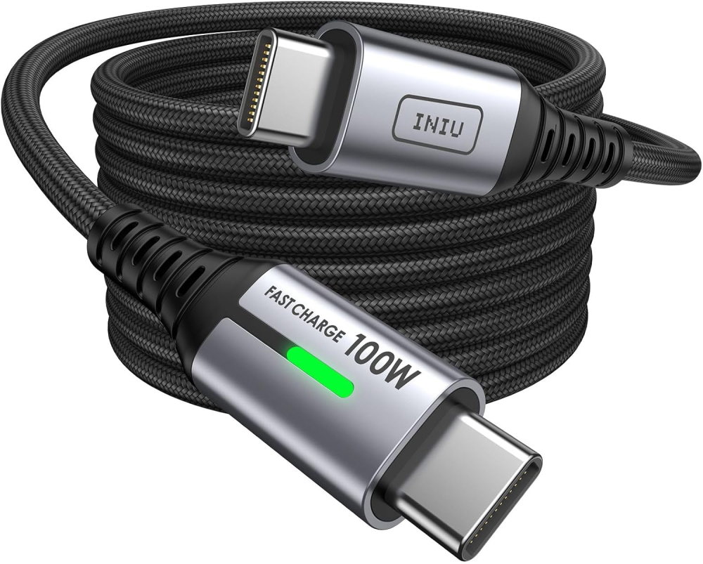 INIU USB C Cable, [2m] 100W Fast Charging USB C to USB C cable, Nylon Braided Phone Charger Type C Data Cord for iPhone 17 16 Pro Max, MacBook, iPad Air, Samsung S25 S24 Ultra, Google Pixel 9, Xiaomi