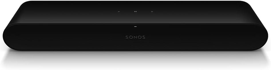 Sonos Ray Soundbar - All-in-one compact and sleek soundbar with Blockbuster sound for movies, gaming and wifi music streaming, compatible App and Apple AirPlay, in black