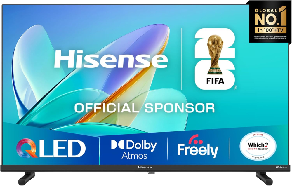 Hisense 40" 40E5QTUK QLED FHD Smart TV - Quantum Dot Colour, Full HD, Dolby Atmos, Sports Mode, Games Mode, Dual Position Stand with Freely, Disney +, YouTube, Netflix