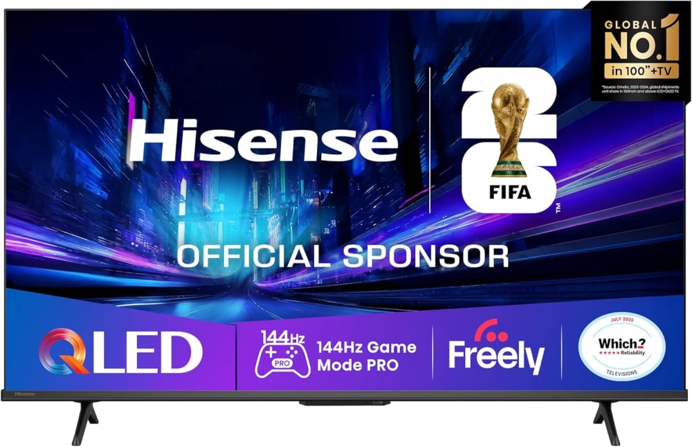 Hisense 50" 50E78QTUK PRO 144Hz QLED Smart AI TV - Hi-View AI Engine, 144Hz Game Mode PRO, Dolby Atmos, Quantum Dot Colour with Freely, Disney +, YouTube, Netflix