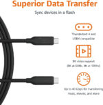 Amazon Basics USB-C to USB-C 4 Fast Charger Cable, 40 Gbps, 8K Video, 240W, USB-IF Cert, Thunderbolt 4/3 Compatible, for Apple iPhone 16/15, iPad, Samsung Galaxy, Tablets, Laptops, 1 m, Black - Image 2