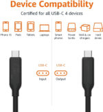 Amazon Basics USB-C to USB-C 4 Fast Charger Cable, 40 Gbps, 8K Video, 240W, USB-IF Cert, Thunderbolt 4/3 Compatible, for Apple iPhone 16/15, iPad, Samsung Galaxy, Tablets, Laptops, 1 m, Black - Image 3