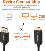 Amazon Basics DisplayPort to HDMI Cable, Uni-Directional, 1080p, 1920x1200, 4K@60Hz, 1.8 m, Gold-Plated Plug, Black - Image 3