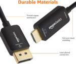 Amazon Basics DisplayPort to HDMI Cable, Uni-Directional, 1080p, 1920x1200, 4K@60Hz, 1.8 m, Gold-Plated Plug, Black - Image 4