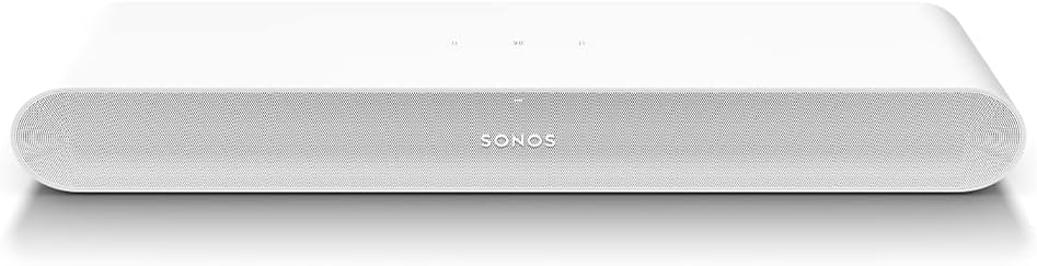 Sonos Ray Soundbar - All-in-one compact and sleek soundbar with Blockbuster sound for movies, gaming and wifi music streaming, compatible App and Apple AirPlay, in white