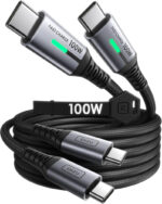 INIU USB C Cable, [2 Pack 2m 100W] 20V/5A PD QC 4.0 Fast Charging USB C to USB C cable, Nylon Braided Phone Charger Type C Data Cord for iPhone 17 iPad Pro MacBook Air Samsung S25 Xiaomi Huawei etc