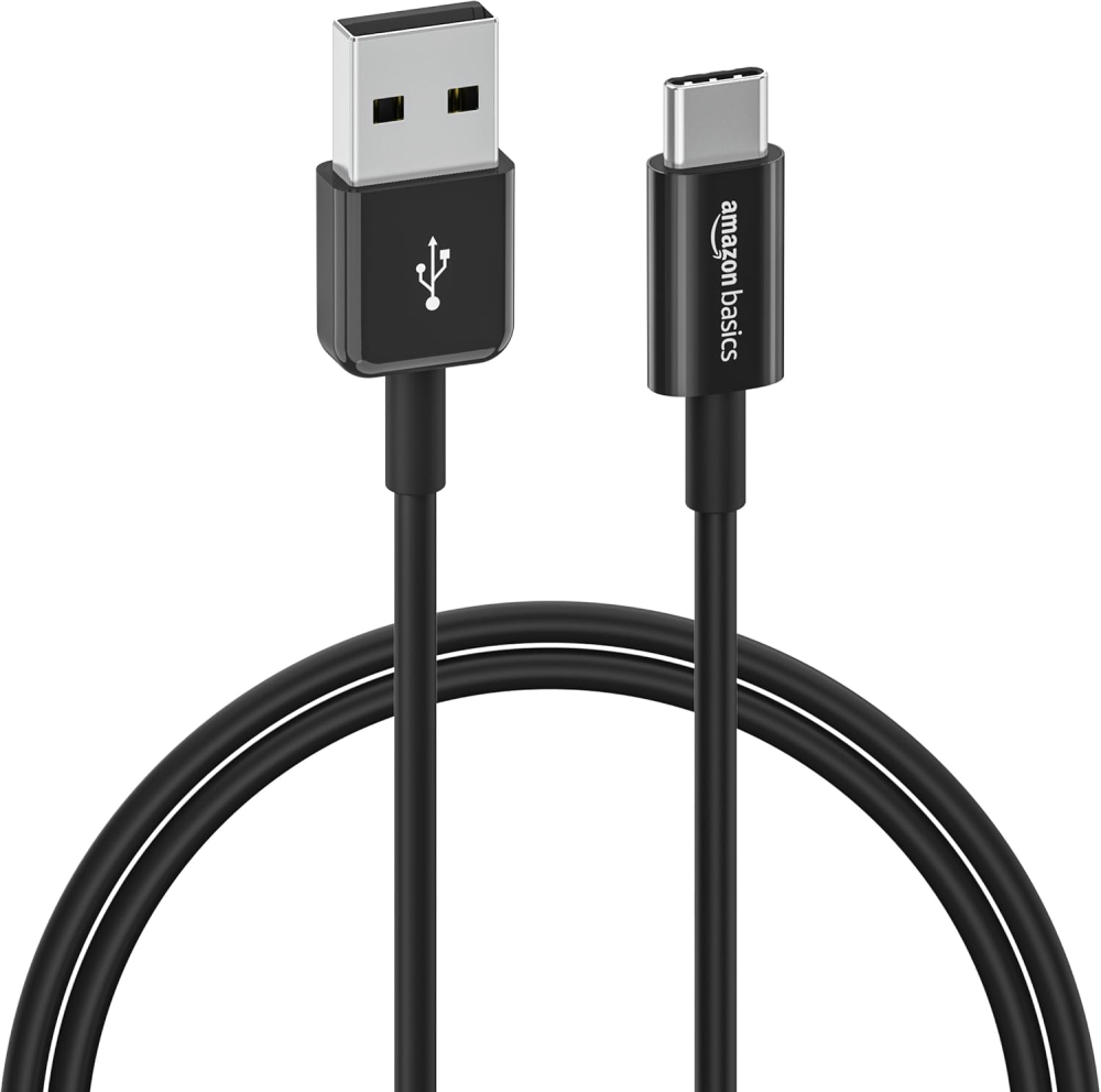 Amazon Basics USB-C to USB-A 2.0 Fast Charger Cable, 480Mbps Speed, USB-IF Certified, for Apple iPhone 16/15, iPad, Samsung Galaxy, Tablets, Laptops, 0.9 m, Black