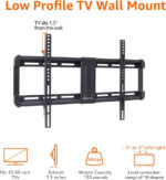 Amazon Basics Low-Profile TV Wall Mount With Horizontal Post-Installation Levelling For 81.2 - 218 cm TVs, Black - Image 4