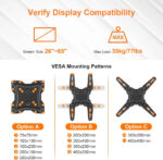 GRIFEMA TV Wall Bracket for 26–65 Inch Flat & Curved Screens – Universal Full Motion TV Wall Mount with Swivel & Tilt, Extendable Arm, Max VESA 400x400mm, Holds up to 35kg, Easy Installation, GB1010 - Image 4