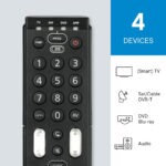 One For All Essence 4 Universal Remote Control - Operates 4 devices (TV Freeview Blu-ray and Audio) – Learning feature - Works with all brands - Black -URC7140 - Image 2