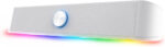 GXTrust 1619W Rhox RGB Illuminated Soundbar, PC Speakers 12W Peak Power, USB Powered Sound Bar, 3.5mm Jack Plug and Play, Stereo PC Soundbar for Desktop Laptop Computer, White