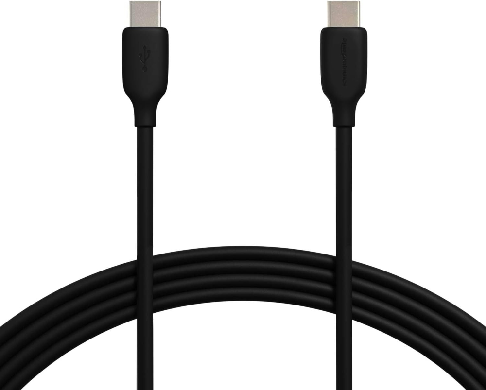 Amazon Basics USB-C to USB-C 2.0 Fast Charger Cable, 480Mbps Speed, USB-IF Certified, for Apple iPhone 16/15, iPad, Samsung Galaxy, Tablets, Laptops, 3 m, Black