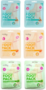 Derma V10 Foot Pack Mask (6 Pack) Deep Moisturising (Tea Tree & Peppermint, Honey & Almond, Argan Oil)