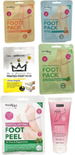 Derma V10 Foot Pack Mask (6 Pack) Deep Moisturising (Tea Tree & Peppermint, Honey & Almond, Argan Oil) - Image 2