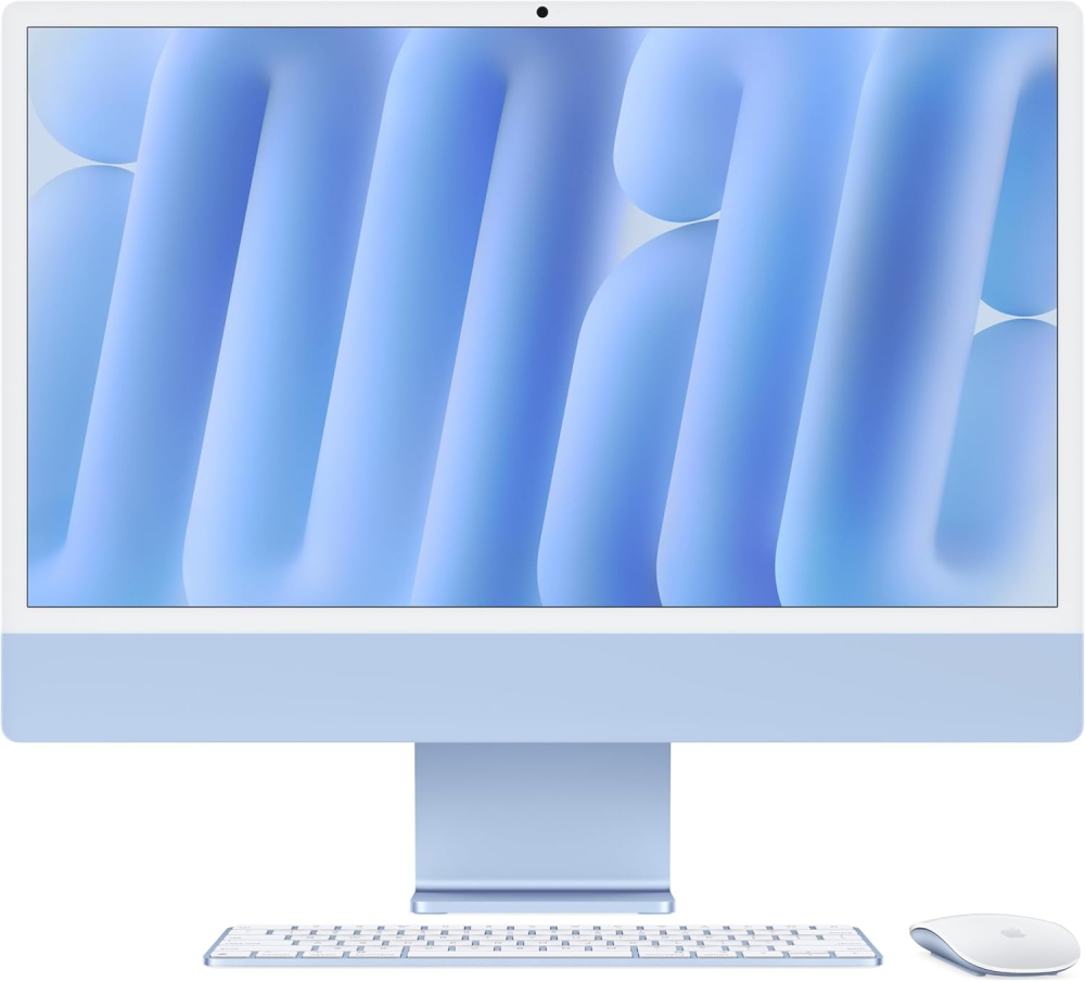 Apple iMac All-in-One Desktop Computer with M4 chip with 8-core CPU and 8-core GPU: Built for Apple Intelligence, 24-inch Retina Display, 16GB Unified Memory, 256GB SSD Storage Blue