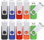 64GB USB Flash Drive 5 Pack USB Stick, KEXIN USB 2.0 Stick Swivel Memory Stick 64 GB USB Drive Metal Cap Pen Drive with LED Light Thumb Drive for Data Storage (Black, Green, Blue, Red, Orange) - Image 2