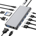 USB C HUB, Docking Station, 11-in-1 USB C Adapter with 4K-HDMI, VGA, USB 3.0 port, Type C PD, RJ45 Ethernet, SD/TF Card Reader, 3.5mm AUX, Compatible with MacBook Pro/Air, More Type C Devices - Image 3