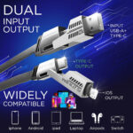 Multi Charger Cable 4 in 1 Fast Charging | 65W, 3A Multi Charger Cable with USB C/USB A to Light'ning, USB C/USB A to USB C | 3FT Nylon Braided for iPhone 17-12 Pro Max, MacBook, Samsung, iPad, Silver - Image 5