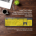 BOOGIIO Large Print Computer Keyboard Wired USB High Visibility Keyboard, Elderly High Contrast Keyboard, US Layout-Oversized Letter for Visually Impaired Low Vision Individuals (Yellow+Black) - Image 2