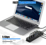 7-Port USB 3.0 Hub Multiport Splitter with Individual Power Switches and Lights Adapter Extension High-Speed Data for Apple MacBook Air MacBook Pro Mac iMac Mac Pro Windows (USB hub) - Image 5