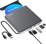 External CD DVD Drive, USB 3.0 & Type-C Portable CD/DVD +/-RW ROM Burner Rewriter with SD/TF & 2 USB Ports, Slim Optical DVD Player for Laptop Mac Macbook Pro Air PC Apple iMac Windows - Image 3