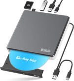 External CD DVD Drive, USB 3.0 & Type-C Portable CD/DVD +/-RW ROM Burner Rewriter with SD/TF & 2 USB Ports, Slim Optical DVD Player for Laptop Mac Macbook Pro Air PC Apple iMac Windows - Image 2