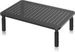 Bracwiser Monitor Stand Riser, Metal Computer Stand, 3 Height Adjustable Screen Riser with Mesh Platform for PS4, PC, Printer, Notebook and All Flat Screen, Holds Up to 20KG
