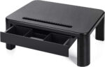 LORYERGO Monitor Stand for Desk - Height Adjustable With Drawer, Computer Riser With Cellphone Holder, Small Printer Stand for Home & Office