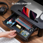 LORYERGO Monitor Stand for Desk - Height Adjustable With Drawer, Computer Riser With Cellphone Holder, Small Printer Stand for Home & Office - Image 4
