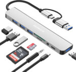 DEMKICO 8 in 1 USB C Hub, USB C Adapter with 4 USB Ports, SD/TF Card Reader, 3.5mm Headphone Jack, USB C Data Port, Compatible with MacBook Pro/Macbook Air/XPS/Tablet/Smartphones and More - Image 2