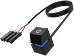 HALOULENI Desktop Power Switch, External Remote Start for PC Motherboard Power On Off Switch Button Extension Cable(Shell: black, light: color gradient