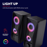 Trust Gaming GXT 606B Javv PC Speakers 2.0 with RGB Lights, 12W (6W RMS), 3.5 mm Jack, Metal Grille, USB Powered Gamer Sound System, Compact Stereo Computer Speakers for Desktop/Laptop - Black - Image 3