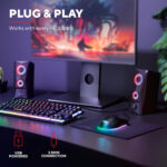 Trust Gaming GXT 606B Javv PC Speakers 2.0 with RGB Lights, 12W (6W RMS), 3.5 mm Jack, Metal Grille, USB Powered Gamer Sound System, Compact Stereo Computer Speakers for Desktop/Laptop - Black - Image 4