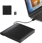 New External CD DVD Drive, Cool DVD Burner USB 3.0 with Ethernet Adapter, 3 USB and 2 TF/SD Card Ports, CD DVD Player Reader Writer Optical Disc Drive for Laptop MacBook PC Windows Linux Mac OS - Image 3