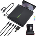 New External CD DVD Drive, Cool DVD Burner USB 3.0 with Ethernet Adapter, 3 USB and 2 TF/SD Card Ports, CD DVD Player Reader Writer Optical Disc Drive for Laptop MacBook PC Windows Linux Mac OS - Image 4