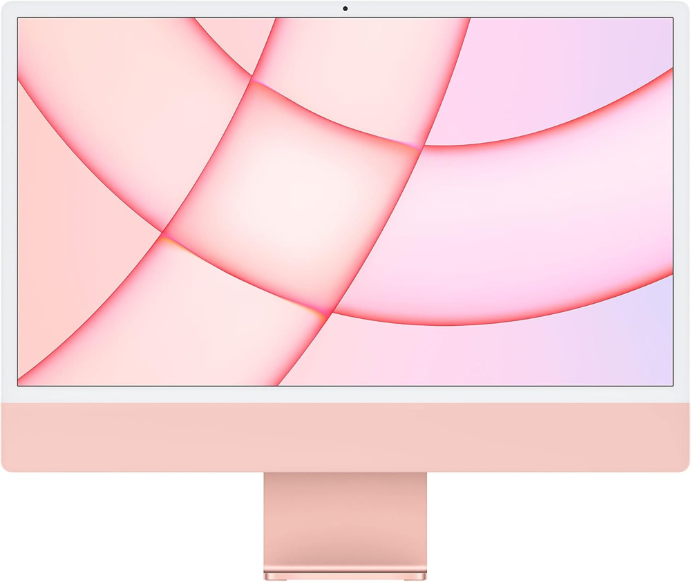 Apple iMac 2021 all-in-one desktop computer with M1 chip: 8-core CPU, 8-core GPU, 24-inch Retina display, 8GB RAM, 512GB SSD storage, 1080p FaceTime HD camera, matching accessories Pink