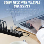 7-Port USB 3.0 Hub with Individual Switches & Lights, Multiple Port USB Adapter Extension High-Speed Data Hub, Portable USB Splitter with 1FT Extended Cable for PC, Laptop, Printer and More - Image 4