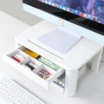 KOADOA Monitor Stand with Drawer - Laptop Stand for Desk, 4 Height Adjustable Monitor Riser and Cellphone Holder, Computer stand for Printer, Notebook, Home, Office - Image 2
