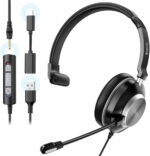 Voistek USB Headset with Microphone for Laptop,PC Headphones with USB/Type-C/3.5mm Jack,Computer Headset with Noise Cancelling Mic,In-Line Volume Control & Mute Button for Call Centres,Home,Office - Image 2