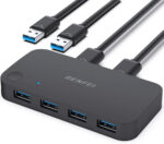 USB 3.0 Switch for 2 Computers Share 4 Ports - KVM Switcher for PC Mouse Keyboard Printer Scanner - Compatible With Windows, Mac, Linux